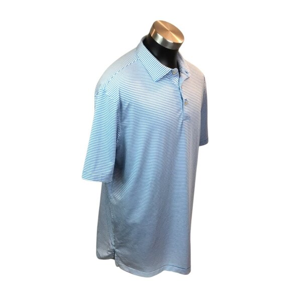 Peter Millar Summer Comfort Blue & White Striped Polo Shirt Mens L - Picture 4 of 8